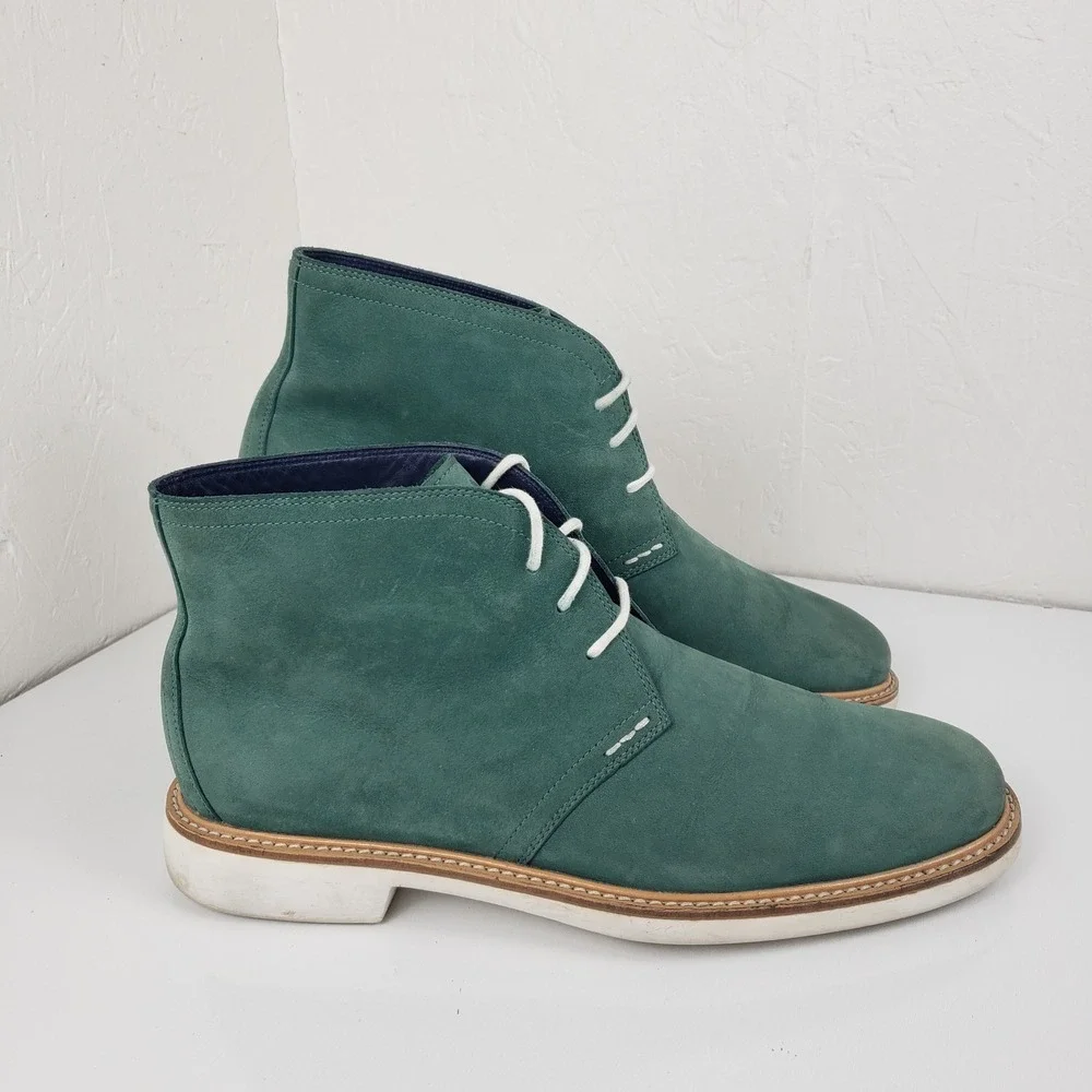 Cole‎ Haan Mens Teal Green Suede Leather Chukka Desert Boots White Sole C11231